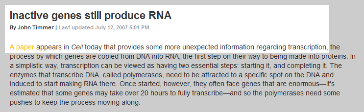 Picture of: Inactive Genes Still Produce RNA